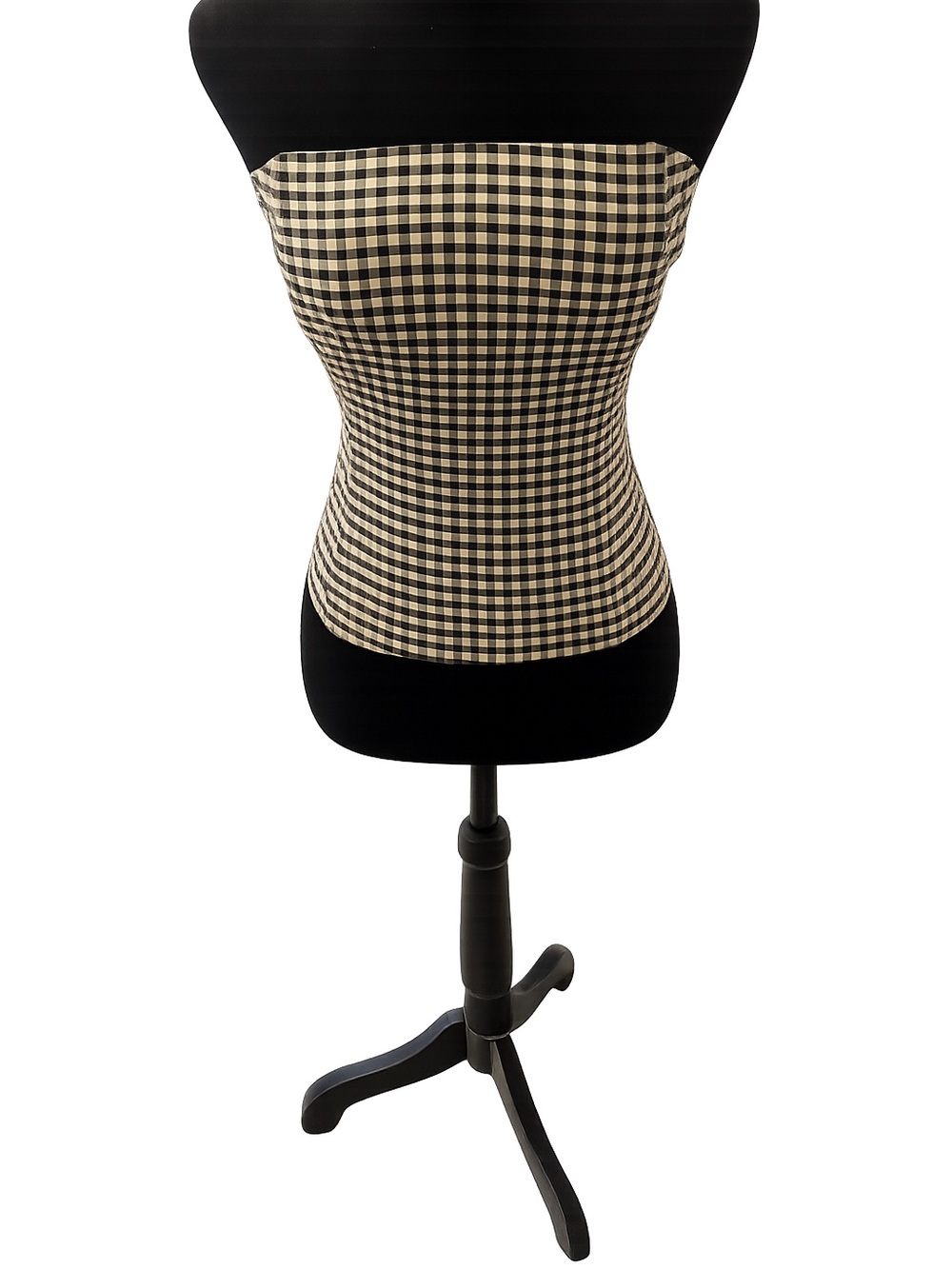 ABS by Allen Schwartz Strapless Gingham Bustier Top - Black & White large